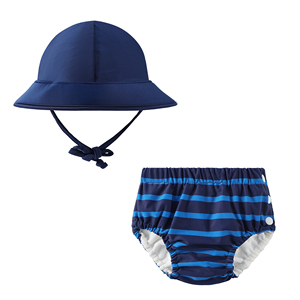 Maillot <span class=keywords><strong>de</strong></span> <span class=keywords><strong>bain</strong></span> UPF 50 pour enfants avec chapeau <span class=keywords><strong>de</strong></span> soleil et pantalon <span class=keywords><strong>de</strong></span> <span class=keywords><strong>bain</strong></span> respirant Ensemble 2 pièces en Spandex/Nylon Couches Nappy Friendly - Product Image 1