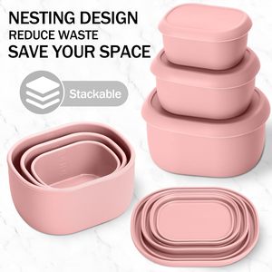 Hot Silicone Containers Foldable Silicone Food <b>Storage</b> Containers BPA Free Dishwasher and Freezer Safe - Product Image 3