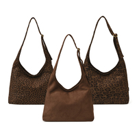 Sac à main en velours suédé à imprimé léopard pour femme, nouvelle collection d'hiver, grande capacité, sac fourre-tout de luxe, sac à main