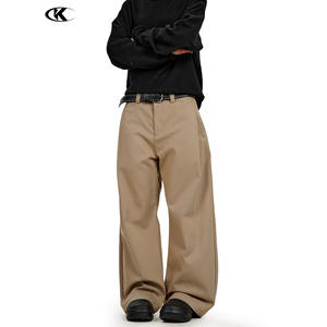 Pantalones Casuales Estilo Americano 11KN Color Caqui, Unisex, Mezcla de Poliéster Sorona, Transpirables, Simples, Retro, Ajustados, Versátiles y Holgados - Product Image 3