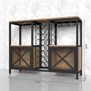 Modern <strong>Mini</strong> Home Kitchen Wine Rack Wooden Coffee Bar Cabinet Liquor Glasses Buffet Wine Bar Storage <strong>Sideboard</strong> for Dining Room - Product Image 1