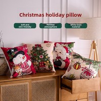 Housse de coussin de Noël, imprimé Père Noël, bonhomme de neige, sapin de Noël, rouge, décorations festives de Noël, plusieurs motifs, personnalisable