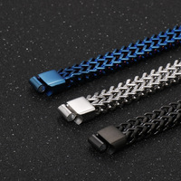 Bracelet pour homme en acier inoxydable gravable, tressé double rangée, avec boucle plate, réglable, bijou tendance pour cadeau
