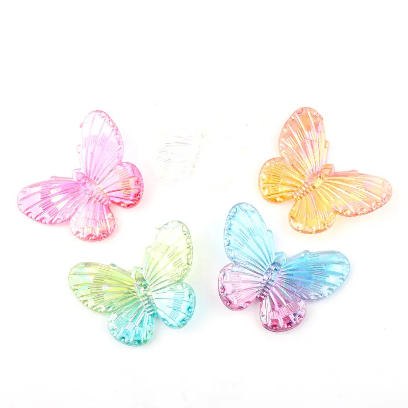 Acrylic Colorful Resin Butterfly Charms Pendants Key Chain Decoration Creative Earrings Hooks