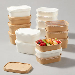 Caja de Almuerzo Ecológica Biodegradable para Llevar, Caja de Papel para Comida, Caja de Papel <span class=keywords><strong>Kraft</strong></span> para Restaurante con Tapas - Product Image 3
