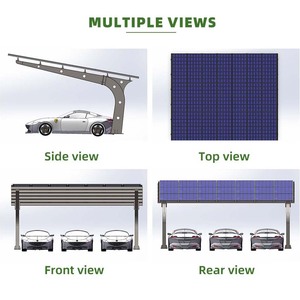 Auvent solaire pour parking de voitures 12,39 kW, 3 places, kit complet connecté au réseau - Product Image 1