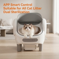 Bac à litière pour chats intelligent, contrôlé par application, grande capacité 15L, nettoyage automatique, facile à nettoyer, design rond