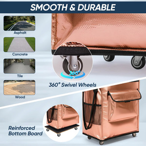 Outdoor Camping Picnic Shopping Insulated Polyester <b>Foldable</b> Rolling Trolley Cooler <b>Bag</b> with Inline Wheels and Telescopic Handle - Product Image 4