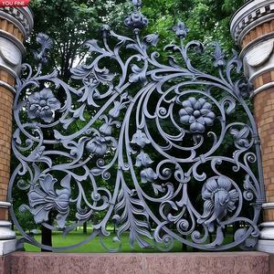 YOUFINE Portail en fer forgé floral orné pour entrée décorative classique de jardin de villa - Product Image 1
