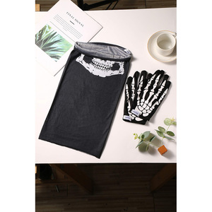 Ensemble de gants squelette, bandeau tête de mort et masque pour Halloween, en tissu noir, accessoire de costume pour extérieur - Product Image 5