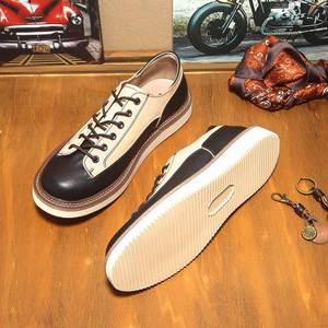 2026 New Style Men's <b>Spring</b> Leather Shoes - High-Taste Fashion Two-Tone Full-Grain Leather Casual Work <b>Boots</b> for Wholesale - Product Image 4
