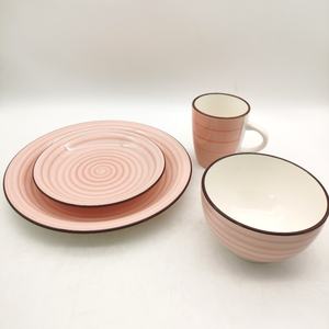 Juego de vajilla de gres cerámico de alta calidad de grado AB, vajilla de porcelana blanca, 16 Uds., vajilla china fina rosa - Product Image 3