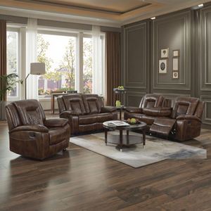 Conjunto de Sillones Reclinables Eléctricos Modernos de Cuero Doble en Varios Estilos - Negro y Marrón para Villas, Escuelas, Parques y Talleres - Product Image 1