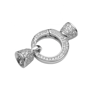 Cierres de plata de ley 925 personalizados con circonita redonda, conectores de colgante de 18 mm, cierre de resorte para pulsera, para la fabricación de joyería. - Product Image 5