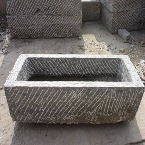 وعاء حجري مستدير ومربع لتزيين الحدائق، حوض من الجرانيت العتيق - Product Image 1