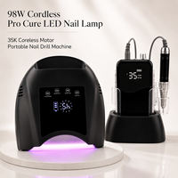 Lampe à ongles sans fil 98W rechargeable UV LED et perceuse à ongles électrique sans fil 35000RPM, kit professionnel pour salon de manucure