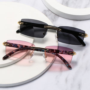 Uffalo-gafas de sol cuadradas sin montura para hombre, lentes de sol cuadradas de lujo en color blanco y negro, a la moda - Product Image 1