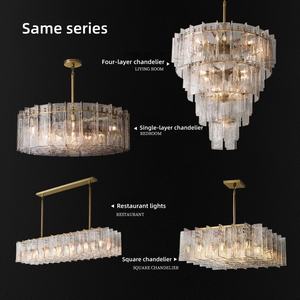 Vendita calda lampadario rettangolare in vetro trasparente lampadario 49 "creativo sala da pranzo luce di lusso lampada a Led illuminazione per la casa - Product Image 6