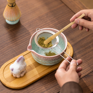Juego de cuencos de cerámica para matcha con esmalte cristalizado transformado en horno, soporte para agitador, lindo pony, adornos de aromaterapia de flores hechos a mano - Product Image 3