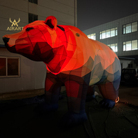 Ballons animaux gonflables lumineux à LED, grands modèles personnalisés d'hippopotame, de gorille et de caméléon pour exposition d'art en galerie
