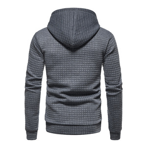 Pull-over décontracté à <span class=keywords><strong>capuche</strong></span> en jacquard pour homme Sweat-shirt à <span class=keywords><strong>capuche</strong></span> en coton matelassé à carreaux de couleur unie pour homme - Product Image 6