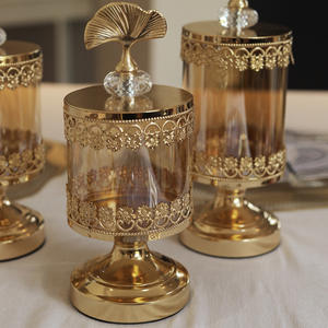 Contenitori in Vetro Dorato per Caffè, Caramelle, Tè, Zucchero, Barattoli per Conservazione, Decorazione per Feste con Frutta Secca, Scatola in Vetro per Conservazione - Product Image 3