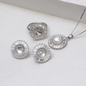 S925 Silver Open Hot Bar Ring with Earnail Pendant Women's Pearl <b>Jade</b> Empty Support Accessories 1368 <b>Jewelry</b> Findings - Product Image 1