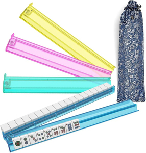 MeldVerse Luxury Mahjong Racks Pushers-All One American Style Durable Four-Color Acrylic Trays Integrated Arms Storage Bag - Product Image 1
