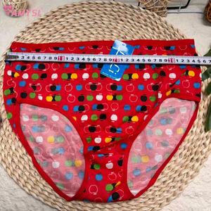Amysi 587 #   Ventes en gros de culottes pour femmes, sexy, douces, à coupe haute, fines, à motif de petites pommes, imprimées de fleurs - Product Image 5