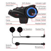 Caméra d'enregistrement vidéo Wifi 1080P pour moto, interphone sans fil pour casque, casque audio