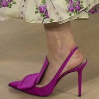 Grandes Tailles 45 Chaussures à Talons Hauts pour Femmes en Gros, Escarpins Slingback Violets en Daim avec Boucle Carrée