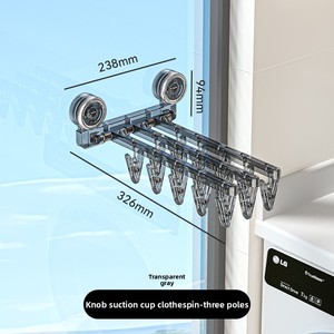 Porte-vêtements multifonctionnel en plastique à ventouse pour sous-vêtements, pliable, <span class=keywords><strong>sans</strong></span> perçage, avec pinces à chaussettes, séchoir à linge - Product Image 6
