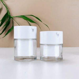 Glass Cylindrical Airless Bottle Pp <b>Empty</b> 30 Ml 50 Cosmetic Face Cream Skincare Foundation Sunscreen Frosted Vacuum Pump <b>Jars</b> - Product Image 2