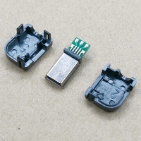 Connecteur Mini USB 5 broches 90 degrés Prise mâle en T avec capuchon en plastique pour adaptateur DIY PCB Câble de données SDA