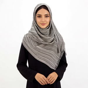 Nuevo Pañuelo <span class=keywords><strong>de</strong></span> Rayón Suave con Rayas Texturizadas 2026, Chal <span class=keywords><strong>de</strong></span> Voile Arrugado, Hiyab <span class=keywords><strong>de</strong></span> Viscosa para Mujer Musulmana, Kuwait - Product Image 3