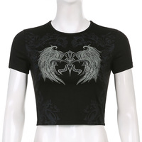 Camisetas ajustadas de verano, ropa de calle, Camiseta con estampado gráfico gótico Harajuku, camiseta sin mangas para mujer, Top Vintage corto, ropa Y2K, camiseta