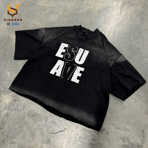 เสื้อยืดคอตตอนถักพิมพ์ลายแบบสั่งทำพิเศษ เนื้อผ้าหนา 100% สไตล์เรโทร ลุคทำสีซีดแบบย้อนยุค สตรีทแวร์ ทรงหลวม บ็อกซี่ แขนสั้น ระบายอากาศได้ดี - Product Image 4