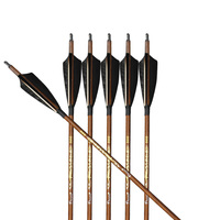 Flèches ID6.2mm Gold Label en carbone grain de bois 400 500 600 avec plumes naturelles pour le tir à l'arc et la chasse