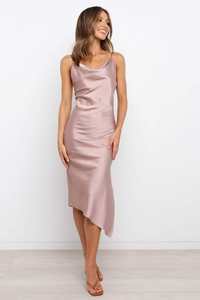 Vestido largo de satén con tirantes finos y cuello de vaca, vestido de graduación multicolor, corte bies - Product Image 2