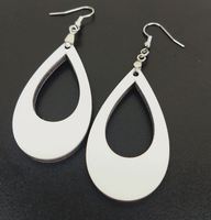 Boucles d'oreilles en bois MDF vierges en forme de goutte d'eau pour femmes, personnalisables par sublimation à chaud, double face, vente en gros