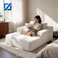 Canapé modulaire convertible moderne en tissu blanc doux et écologique, avec coussins épais rembourrés, idéal pour appartement et salon