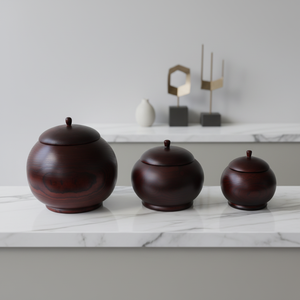Houten urn voor as, ronde vorm, handgemaakt houten gedenkurn voor crematie en begrafenis - Product Image 6