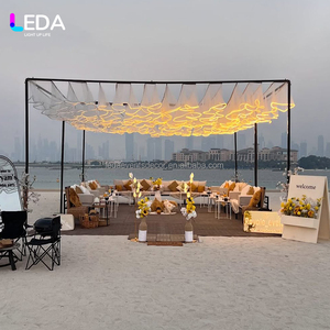 LEDA Party decoro appeso velo drappeggio soffitto di nozze incandescente LED luce bordo rosa drappeggi per eventi arredamento - Product Image 6