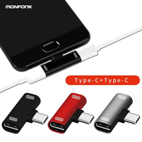 Monfonk adaptor pengisi daya, 2-in-1 Tipe C Splitter USB C Audio musik untuk iPad untuk Samsung untuk Huawei