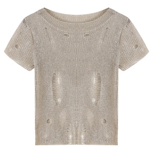 Amzn AE fb eb tiktok <span class=keywords><strong>Shein</strong></span> femmes Slim Fit Souple Mélange Pull à Col montant Pull Couverture De Plage Courte manches Sexy Pulls - Product Image 3