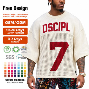 Suéter de Manga Corta con Diseño Personalizado OEM ODM, Logotipo y Letras <span class=keywords><strong>Jacquard</strong></span>, Ropa de Punto de Fútbol, <span class=keywords><strong>Jersey</strong></span> de Punto de Malla para <span class=keywords><strong>Hombre</strong></span> - Product Image 1