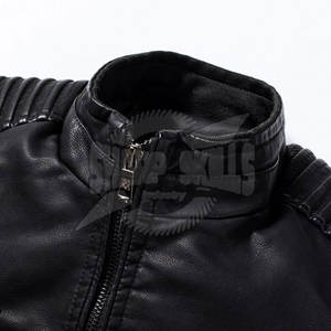 Vente chaude hommes vêtements nouvelle mode hommes veste en cuir coupe-vent vestes en cuir haute qualité support mince cuir tissu tricoté - Product Image 5