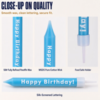 Lot de 6 bougies d'anniversaire imprimées en couleur arc-en-ciel, 8,1 cm, dans un sac transparent pour la vente en gros