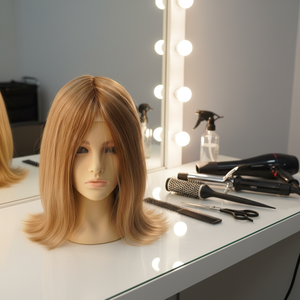 Parrucca Lunga con Cappuccio Intero in Pizzo Francese Trasparente, Lati in Polietilene, Base Posteriore, Capelli Europei, Densità 130%, Senza Colla, con Riflessi Naturali Veri - Product Image 2