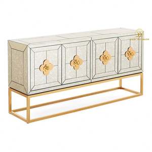 Meuble <span class=keywords><strong>miroir</strong></span> antique Jonathan Adler, console de luxe personnalisée avec <span class=keywords><strong>miroir</strong></span>, base en acier inoxydable doré, buffet - Product Image 3